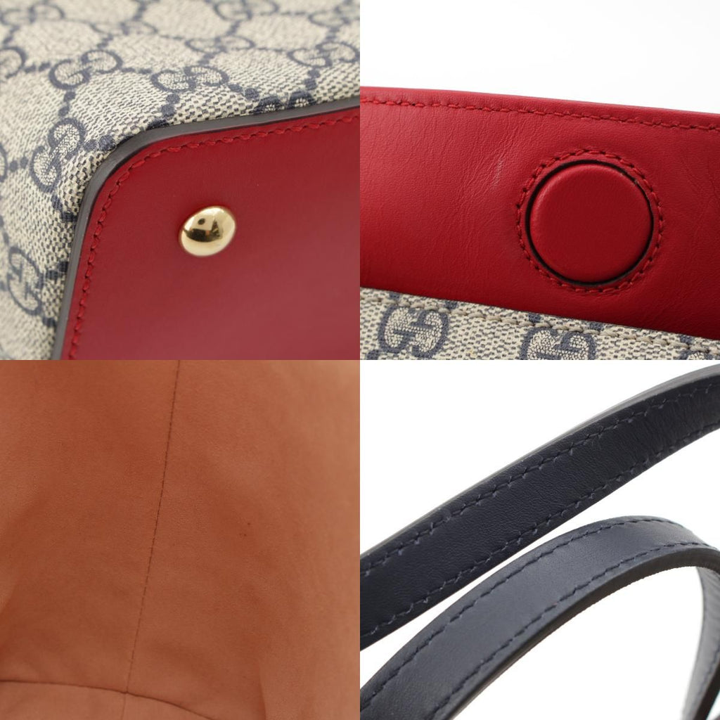 Gucci GG Supreme 2-Way Handbag Navy Beige Red — view 9