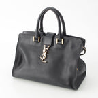 Saint Laurent Baby Cabas Leather 2-Way YSL Logo Handbag Black — view 2