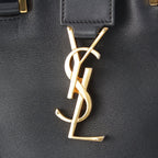 Saint Laurent Baby Cabas Leather 2-Way YSL Logo Handbag Black — view 7