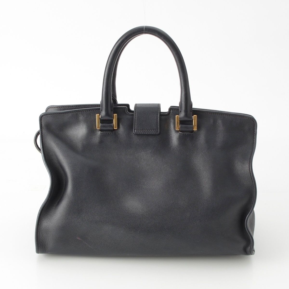 Saint Laurent Baby Cabas Leather 2-Way YSL Logo Handbag Black — view 4