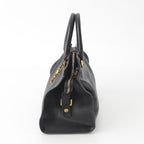 Saint Laurent Baby Cabas Leather 2-Way YSL Logo Handbag Black — view 3