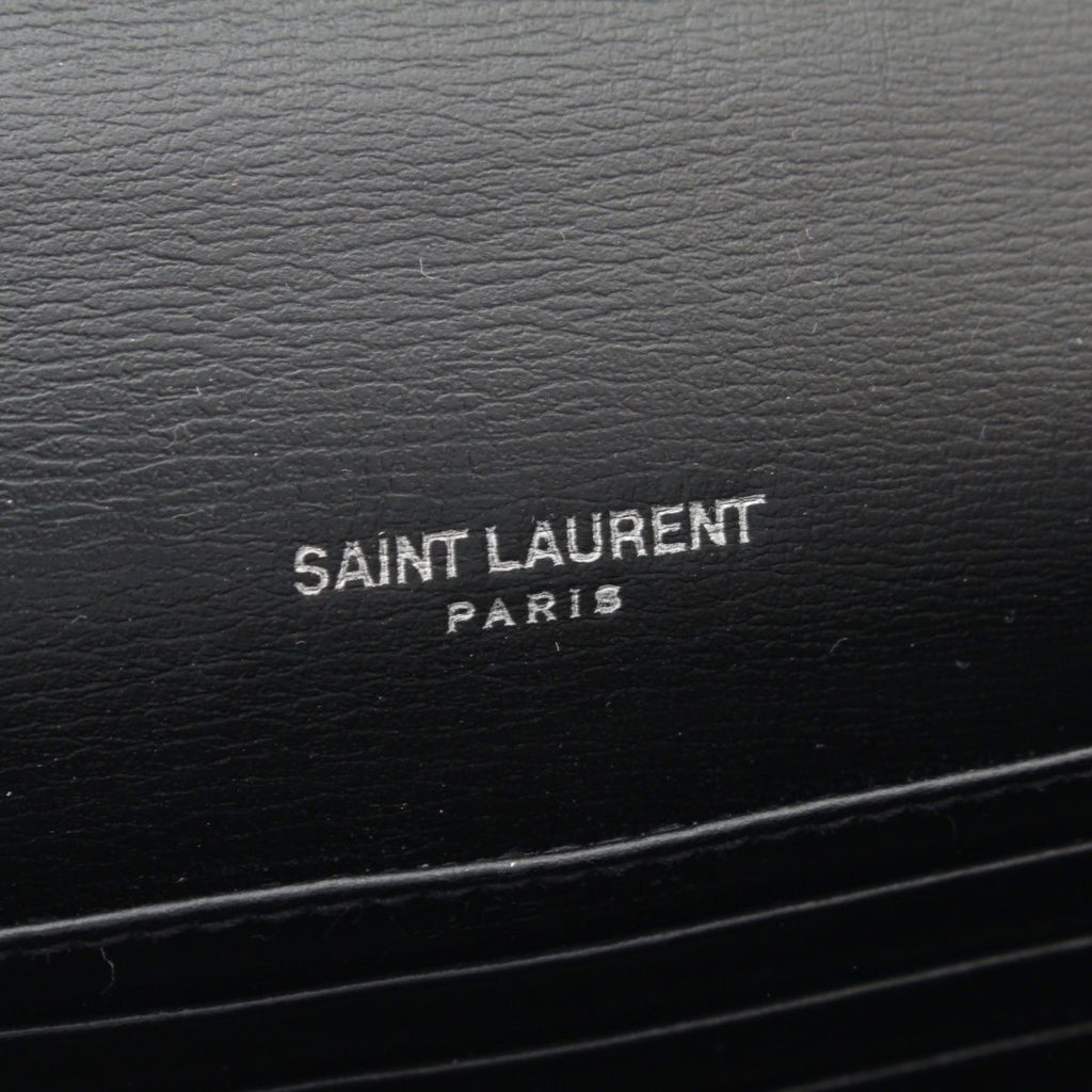 Saint Laurent Leather Sunset YSL Logo Chain Shoulder Bag Black Silver — view 8