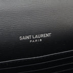 Saint Laurent Leather Sunset YSL Logo Chain Shoulder Bag Black Silver — view 8