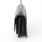 Saint Laurent Leather Sunset YSL Logo Chain Shoulder Bag Black Silver — view 3