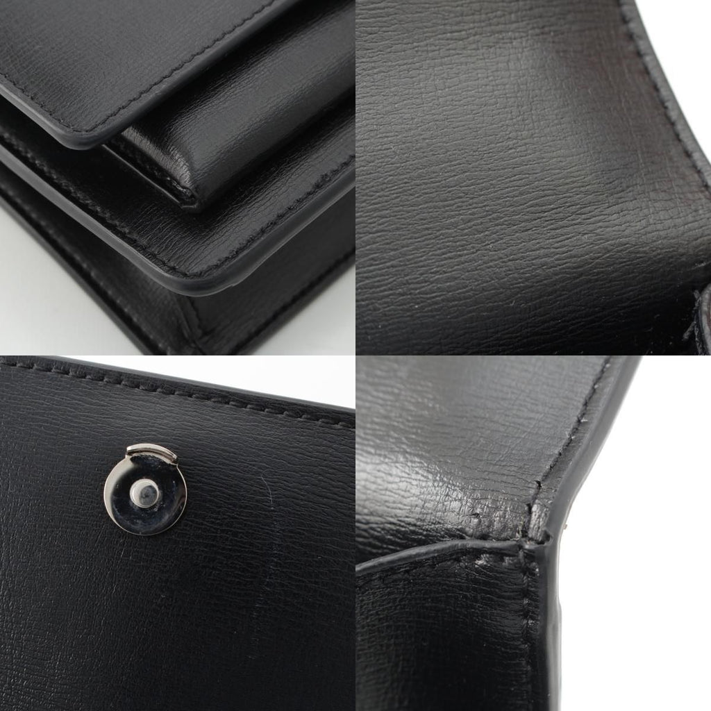 Saint Laurent Leather Sunset YSL Logo Chain Shoulder Bag Black Silver — view 9