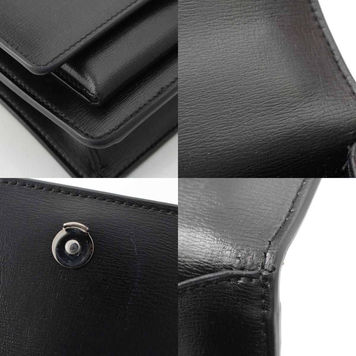Saint Laurent Leather Sunset YSL Logo Chain Shoulder Bag Black Silver — view 9