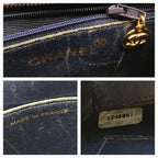 Chanel CC Logo Denim Quilted Vintage Chain Tote Shoulder Bag Blue — view 9