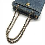 Chanel CC Logo Denim Quilted Vintage Chain Tote Shoulder Bag Blue — view 7