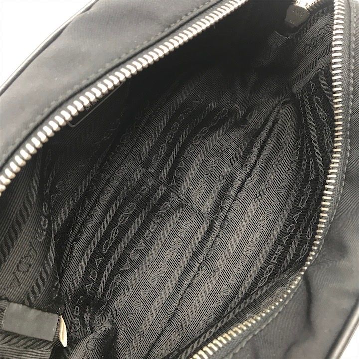 Prada Nylon Leather Triangle Logo Pouch Black — view 8