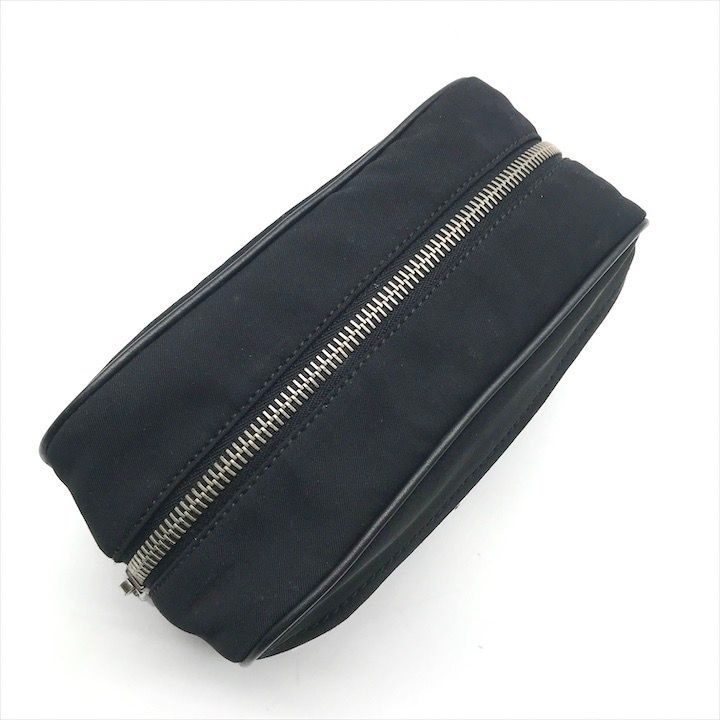 Prada Nylon Leather Triangle Logo Pouch Black — view 7