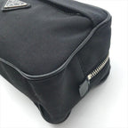 Prada Nylon Leather Triangle Logo Pouch Black — view 5