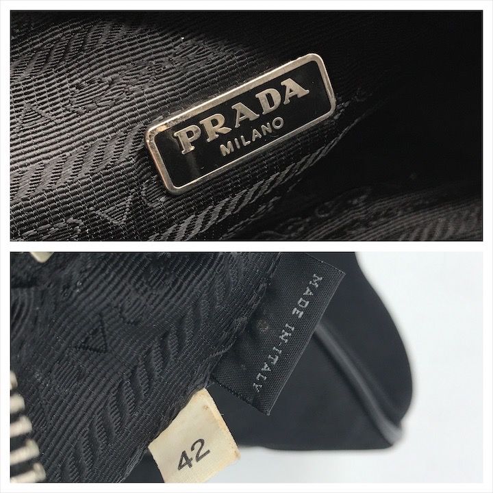 Prada Nylon Leather Triangle Logo Pouch Black — view 9