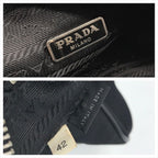 Prada Nylon Leather Triangle Logo Pouch Black — view 9