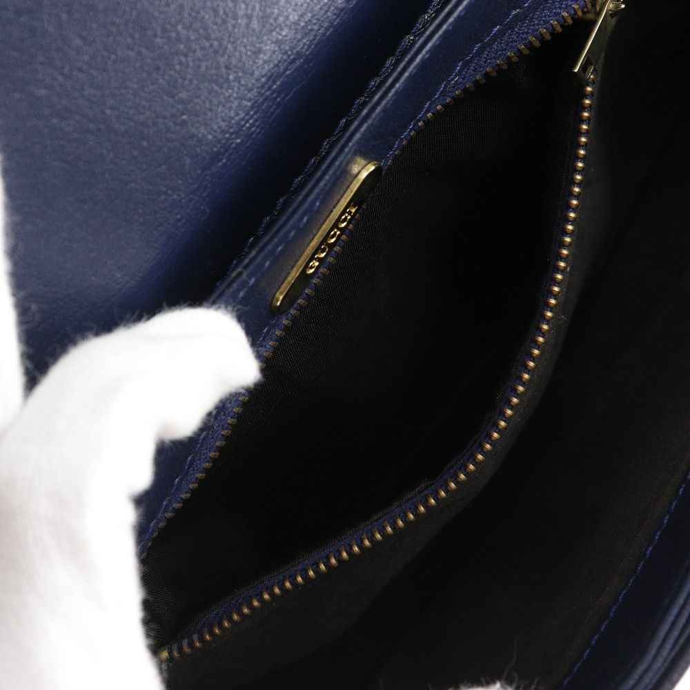 Gucci Vintage Calf Navy Blue Shoulder Bag — view 7