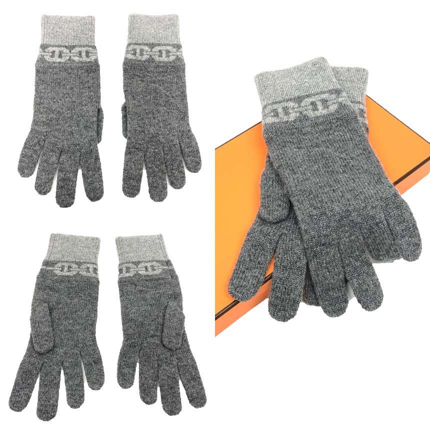 Hermes Heaven Gloves Chaine D'ancre M Cashmere Gray — view 2