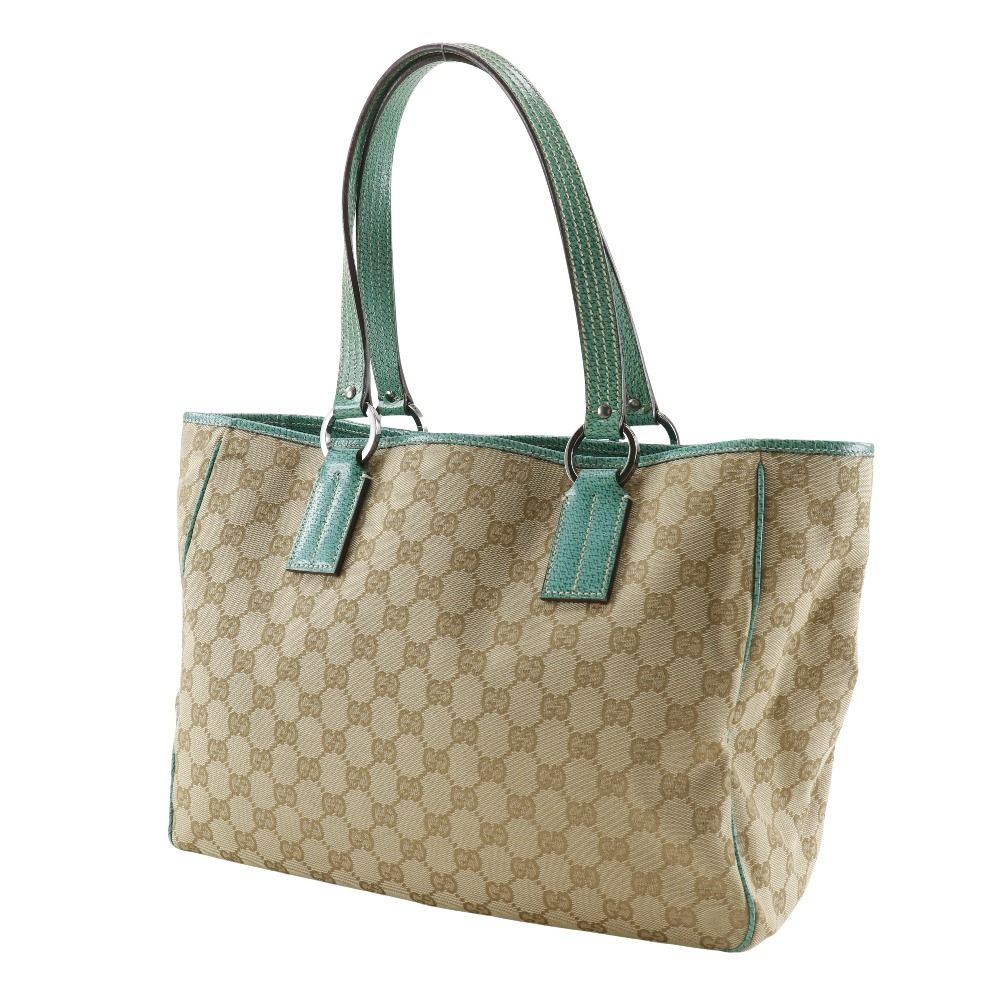 Gucci GG Canvas Beige Green Tote — view 2