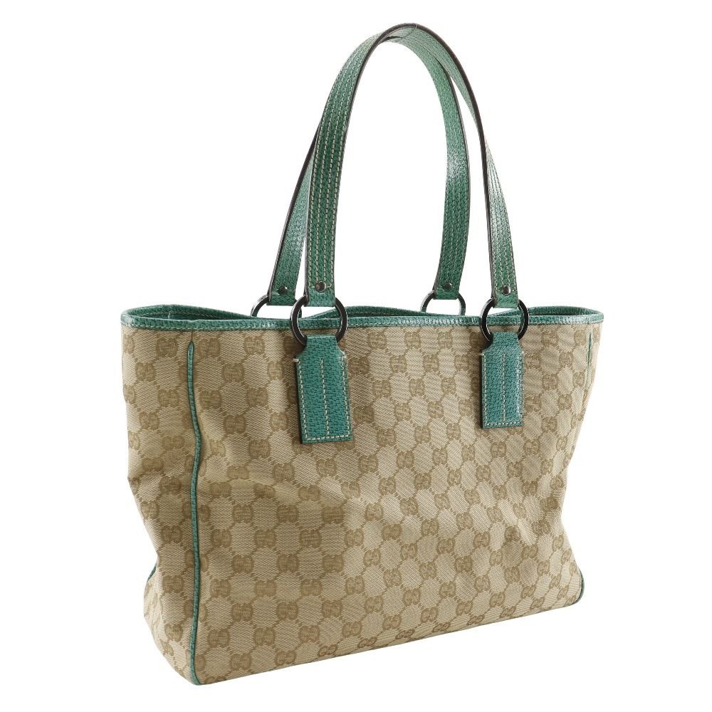 Gucci GG Canvas Beige Green Tote — view 3