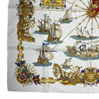 Hermes Carre 90 Silk Scarf Voiles de Lumiere Sailing Ship of Light White — view 4