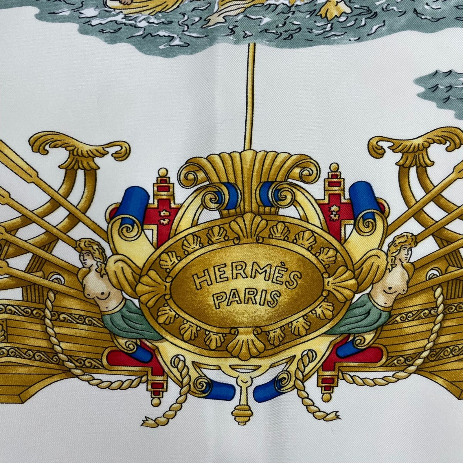 Hermes Carre 90 Silk Scarf Voiles de Lumiere Sailing Ship of Light White — view 6