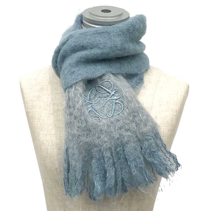 Loewe Muffler Mohair Wool Blue Scarf — view 2