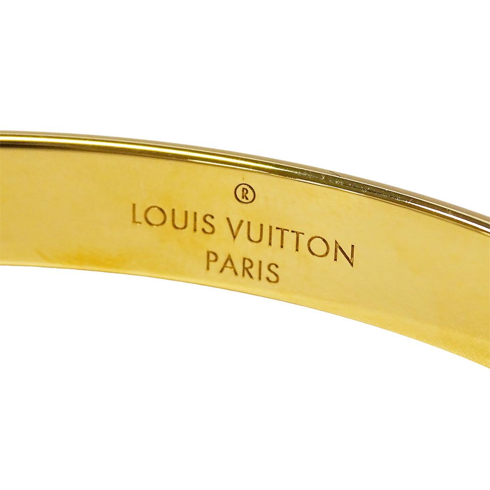 Louis Vuitton Bangle Monogram Metal Calf Nanogram Gold M — view 6