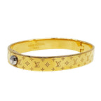 Louis Vuitton Bangle Monogram Metal Calf Nanogram Gold M — view 2