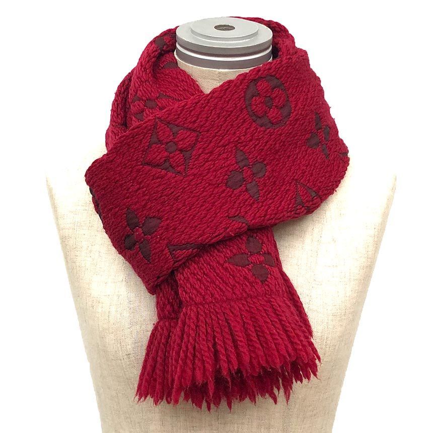Louis Vuitton Logomania Scarf Monogram Muffler Rouge Red — view 2