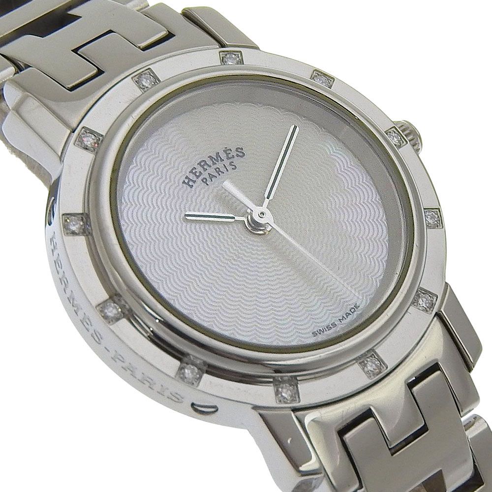 Hermes Clipper Cles Diamond Stainless Steel Quartz Analog Display — view 3