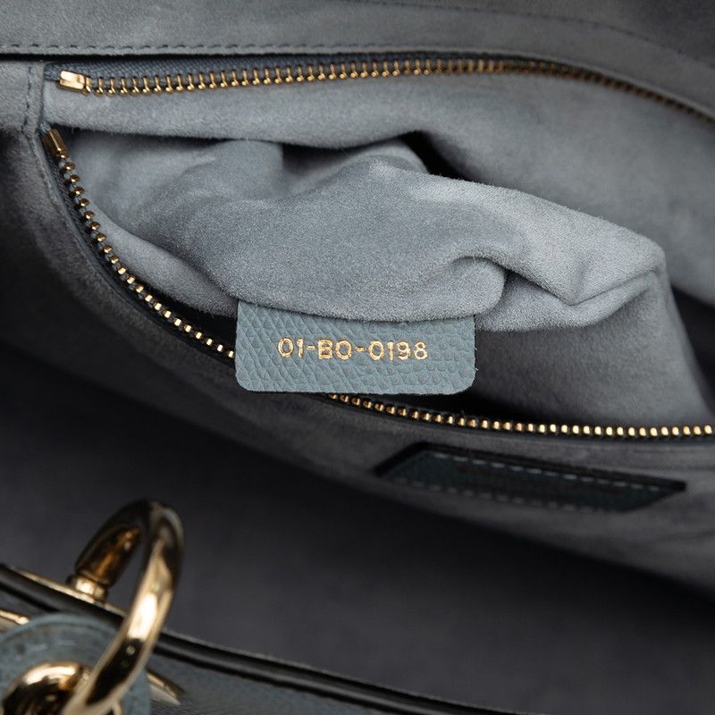 Dior Lady Shoulder Bag 2-Way Blue Gray Leather — view 6