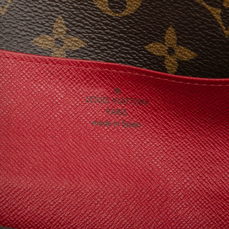 Louis Vuitton Monogram Portefeuille Emily Brown Rouge Leather — view 6
