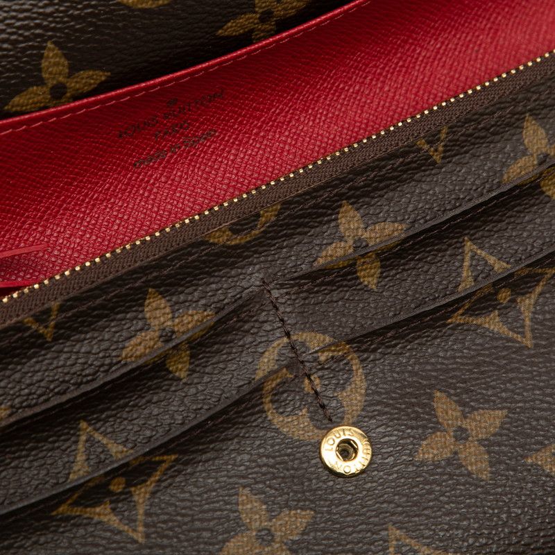 Louis Vuitton Monogram Portefeuille Emily Brown Rouge Leather — view 4