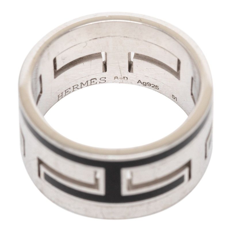 Hermes Moubouche Ring 51 Silver Black — view 5