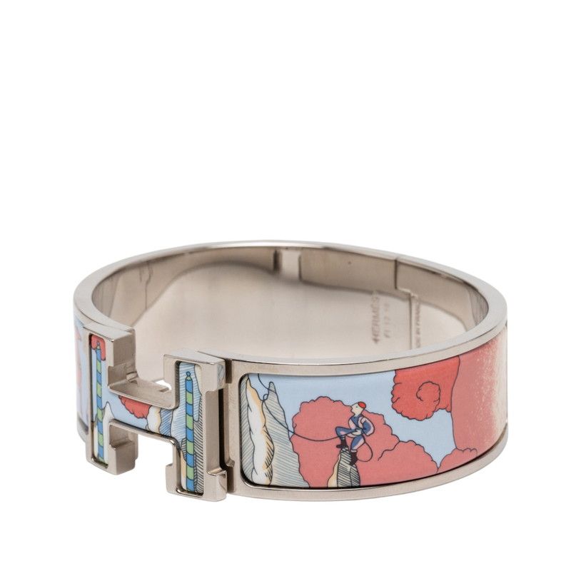 Hermes Clic Clac PM Silver Blue Multicolor Metal Bracelet — view 2