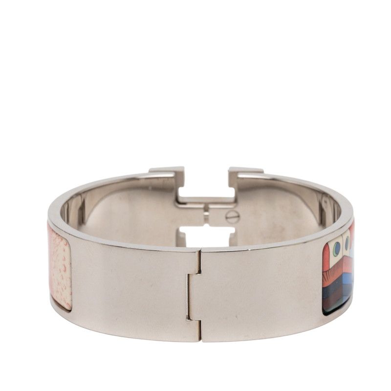 Hermes Clic Clac PM Silver Blue Multicolor Metal Bracelet — view 3