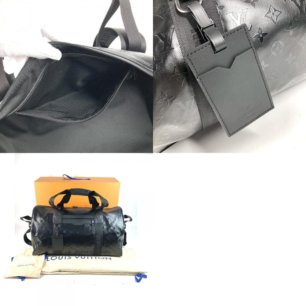 Louis Vuitton Boston Bag Keepall 55 Leather Black — view 9