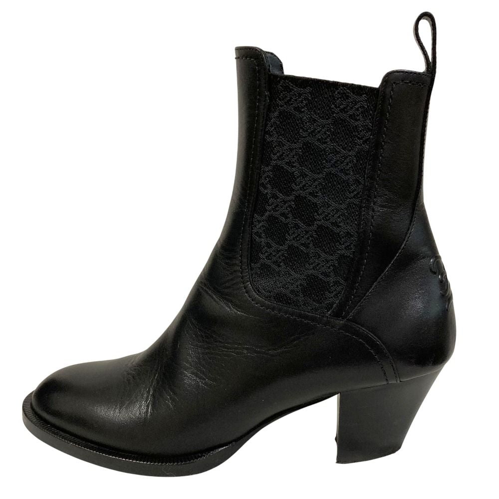 Fendi Calligraphy Leather Ankle Boots 37 Black — view 2