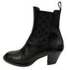 Fendi Calligraphy Leather Ankle Boots 37 Black — view 2
