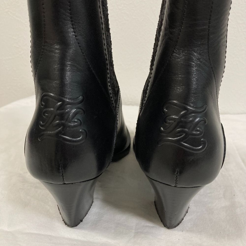 Fendi Calligraphy Leather Ankle Boots 37 Black — view 9