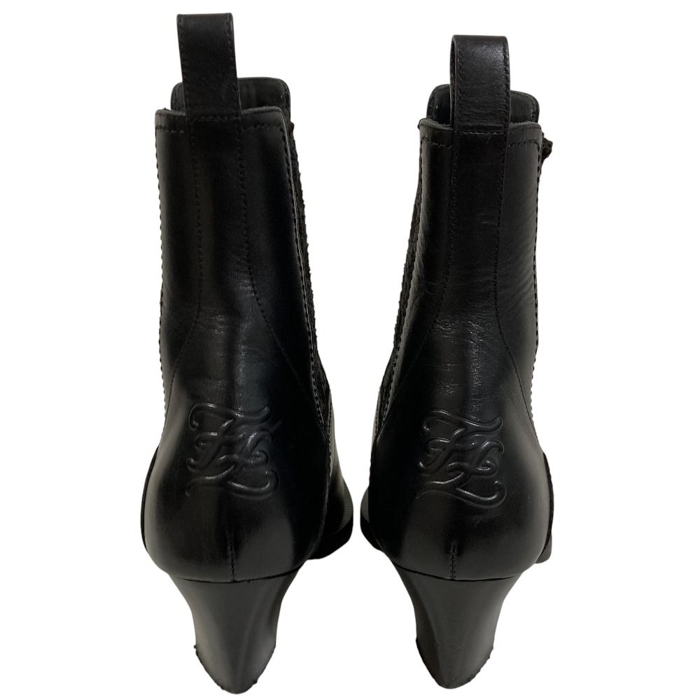 Fendi Calligraphy Leather Ankle Boots 37 Black — view 5