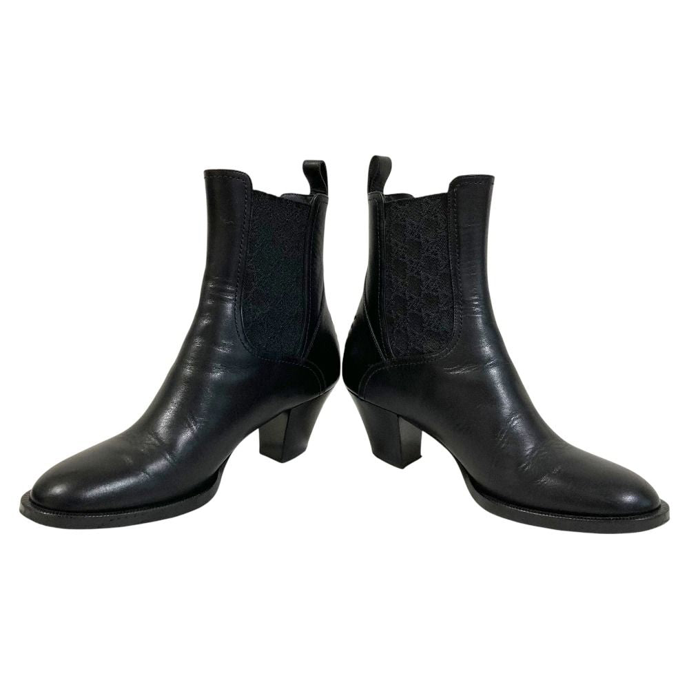 Fendi Calligraphy Leather Ankle Boots 37 Black — view 4