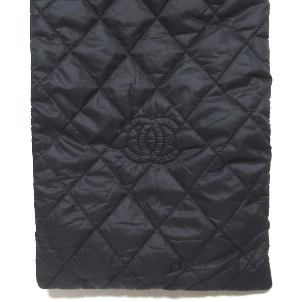 Chanel CC Logo Quilted Patted Muffler Black Scarf — view 3