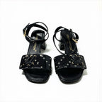 Louis Vuitton Shakeline Monogram Sandals Shoes Patent Black Gold LV Logo — view 2