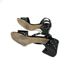 Louis Vuitton Shakeline Monogram Sandals Shoes Patent Black Gold LV Logo — view 6