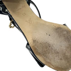 Louis Vuitton Shakeline Monogram Sandals Shoes Patent Black Gold LV Logo — view 8