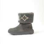 Louis Vuitton Snow Drop Line Monogram Short Boots Shoes Suede Mouton Gray Shearling — view 3