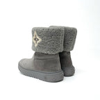 Louis Vuitton Snow Drop Line Monogram Short Boots Shoes Suede Mouton Gray Shearling — view 4