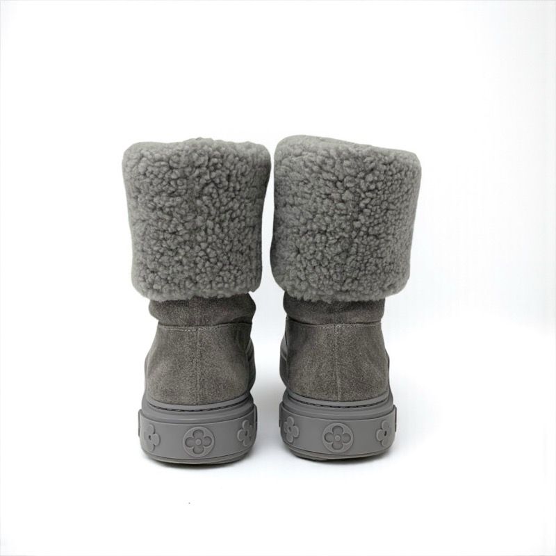 Louis Vuitton Snow Drop Line Monogram Short Boots Shoes Suede Mouton Gray Shearling — view 5