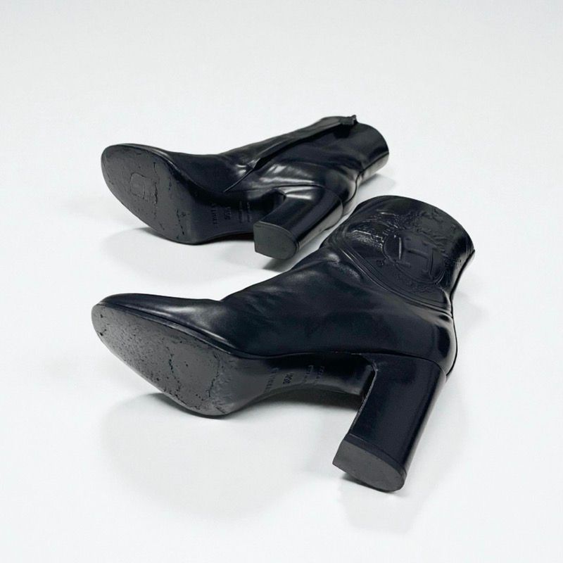 Hermes Short Boots Shoes Leather Black Exlibris — view 6