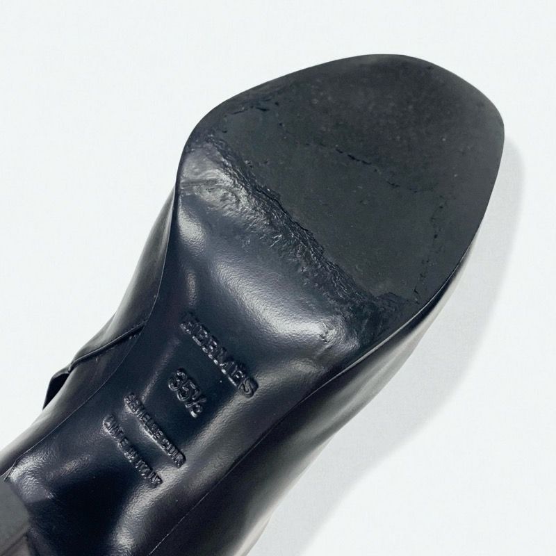 Hermes Short Boots Shoes Leather Black Exlibris — view 8