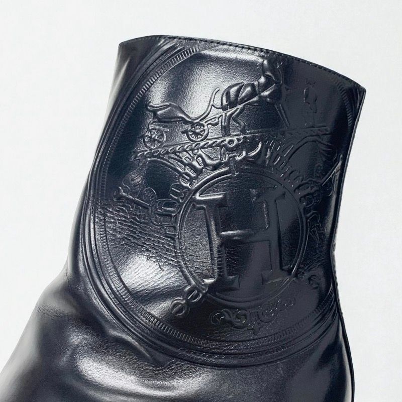 Hermes Short Boots Shoes Leather Black Exlibris — view 9